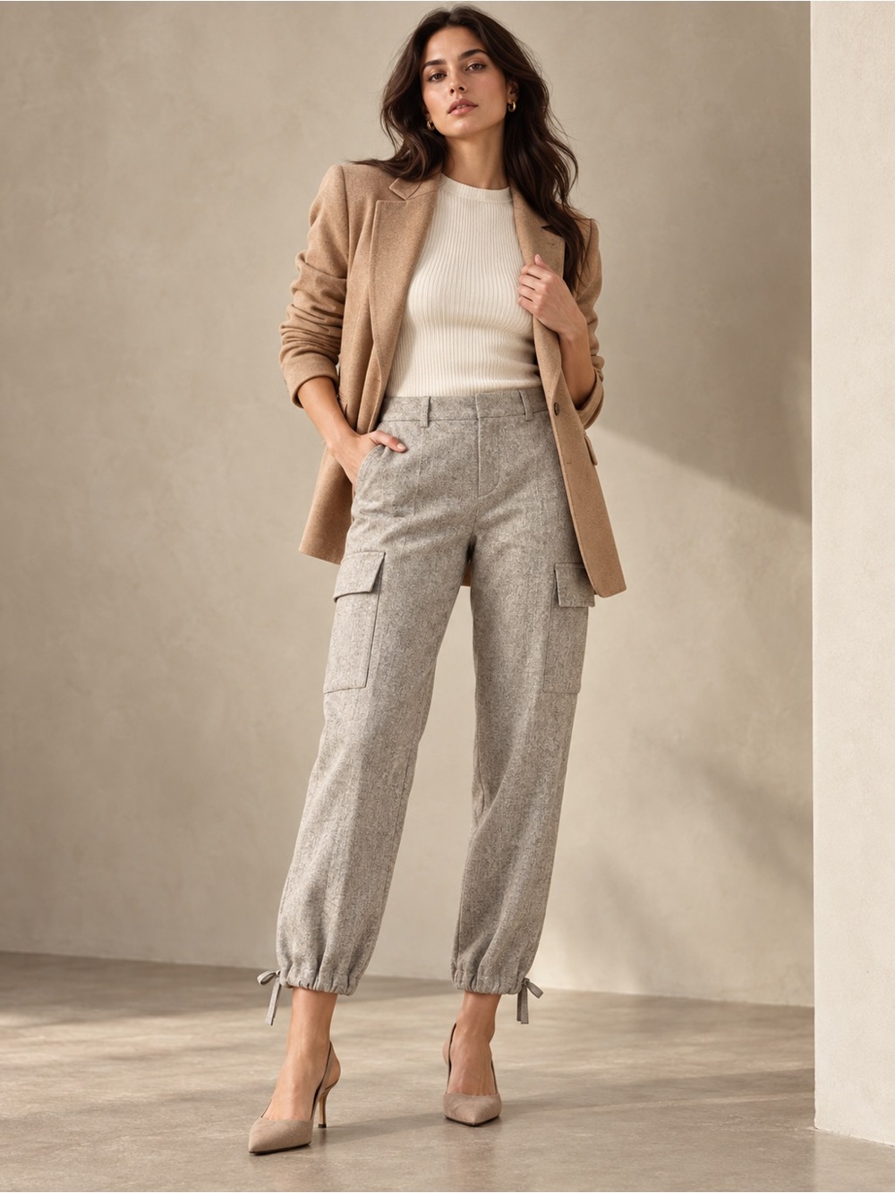 Banana Republic Cargo Pants Womens Size 2 Gray Mid Rise Tapered Stretch